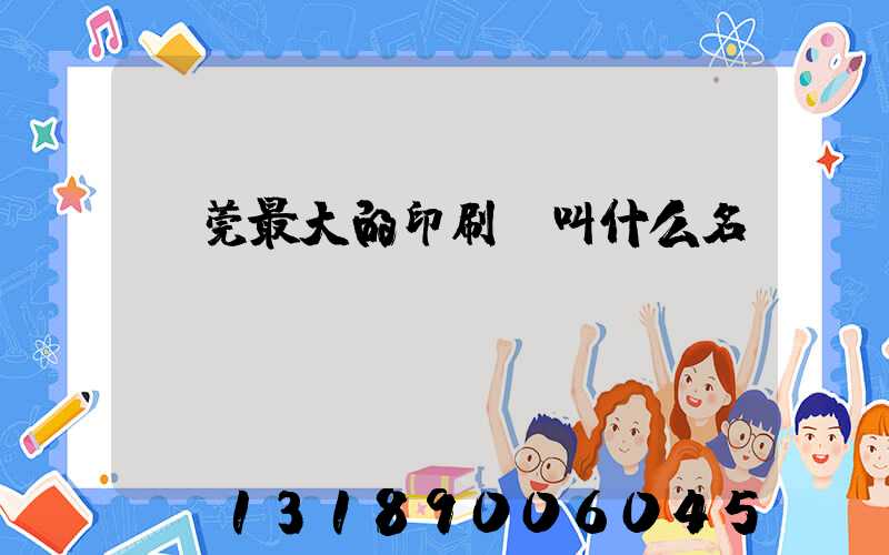 東莞最大的印刷廠叫什么名
